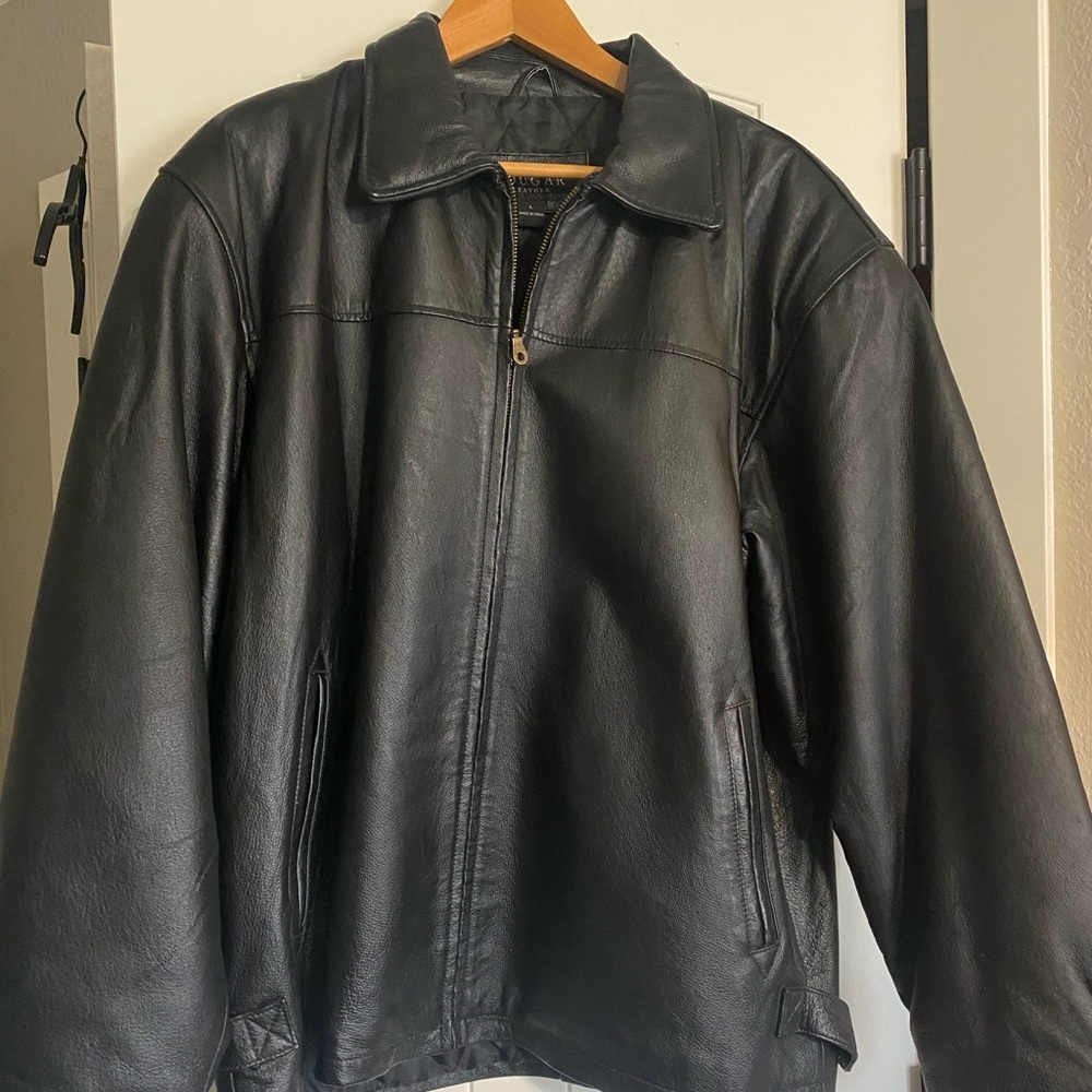 Genuine leather bomber jacket